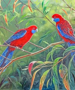 Crimson Rosella Birds Diamond Painting