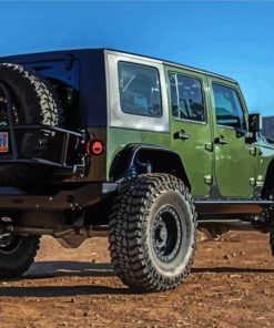 Dark Green Jeep Back Side Diamond Painting