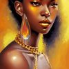 Gold And Black Lady Diamond Painting