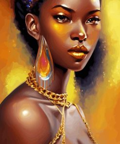 Gold And Black Lady Diamond Painting