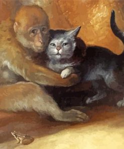 Monkey And Cat Diamond Painting