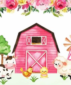 Pink Barn Animation Diamond Painting