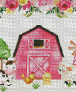 Pink Barn Animation Diamond Painting