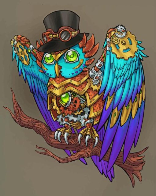 Colorful Mechanical Owl Diamond Painting