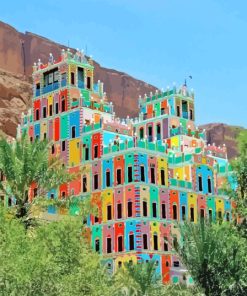 Colorful Building In Yemen Diamond Painting