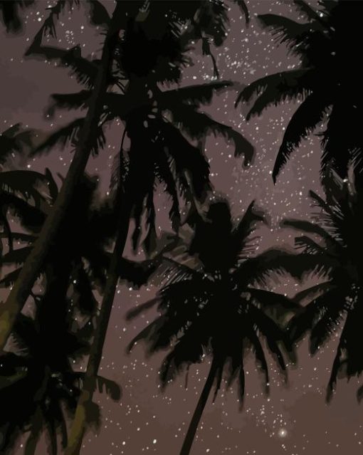 Palm Trees At Night Diamond Painting