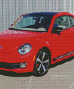 Vw Beetle Red Car Diamond Painting