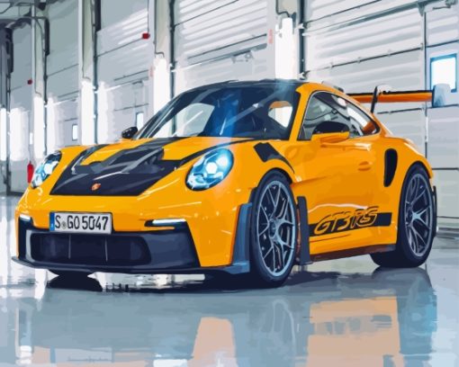 Yellow Porsche 911 Gt3 Rs Diamond Painting