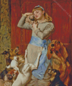 Young Lady With Dogs Diamond Painting