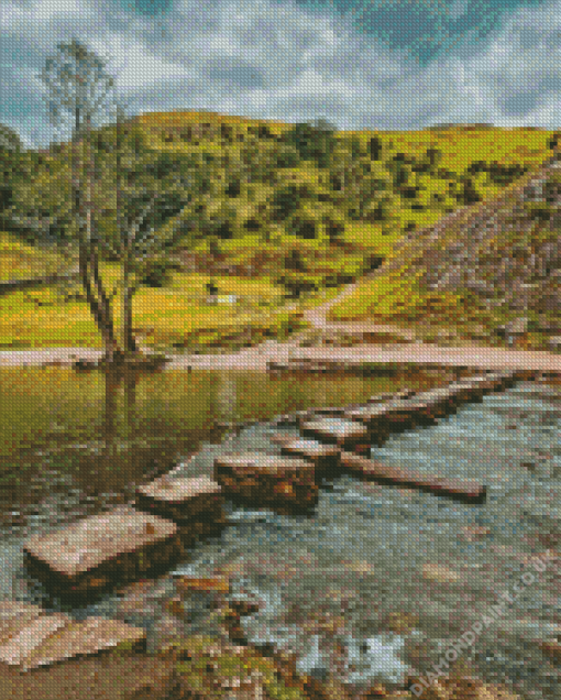 England Dovedale Stepping Stones Peak District Diamond Paintings