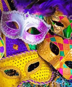 Fat Tuesday face masks Diamond With Numbers