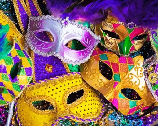 Fat Tuesday face masks Diamond With Numbers