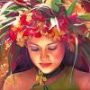 Hawaiian lady with floral headdress Diamond With Numbers