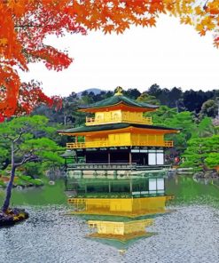 kinkakuji temple reflection Diamond With Numbers