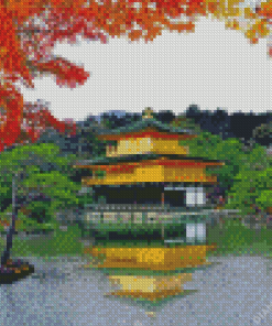 kinkakuji temple reflection Diamond With Numbers