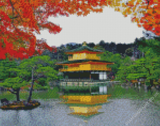 kinkakuji temple reflection Diamond With Numbers