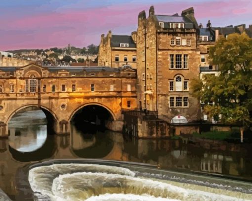 Pulteney Bridge in Bath City Diamond With Numbers