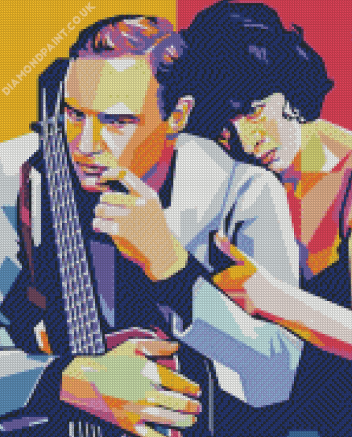 marlon brando and anna magnani pop art Diamond With Numbers