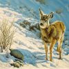 winter mule deer Diamond With Numbers