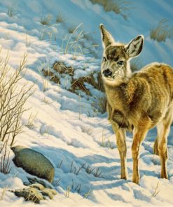 winter mule deer Diamond With Numbers