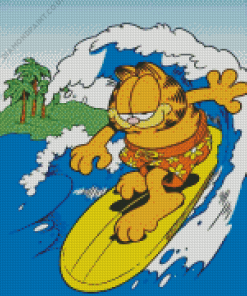 Garfield the cat surfing paint by numbers