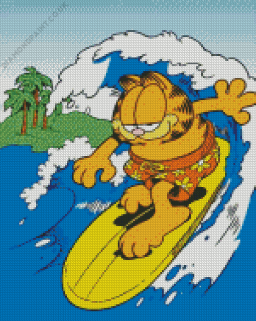 Garfield the cat surfing paint by numbers