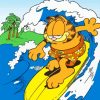 Garfield the cat surfing paint by numbers