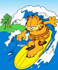 Garfield the cat surfing paint by numbers