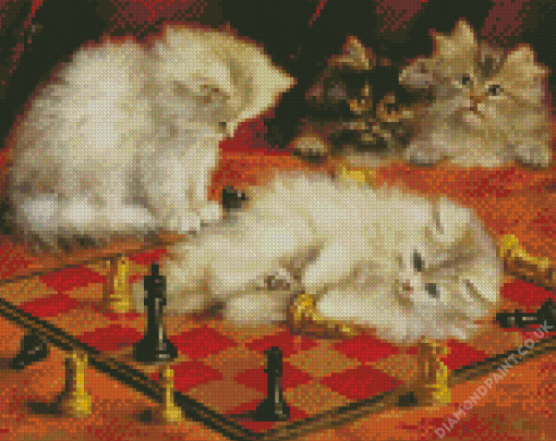 cute Cats playing chess Diamond Paints