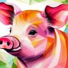 Abstract Pink Pig Diamond Painting