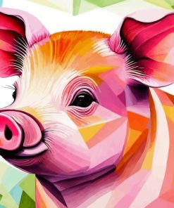 Abstract Pink Pig Diamond Painting