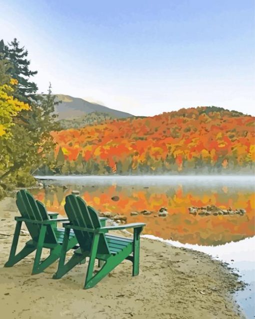 Adirondack Chair By Lake Diamond Painting