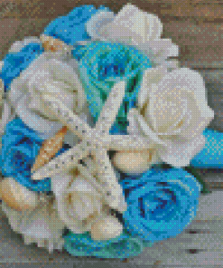 Aqua Flowers Bouquet Diamond Painting