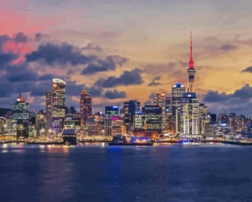 Auckland City Sunset Diamond Painting