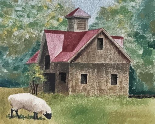 Barn With Sheep Diamond Painting