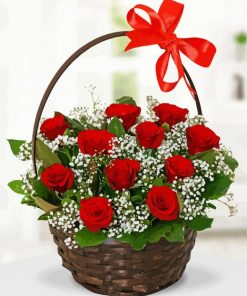 Basket Of Red Roses Diamond Painting