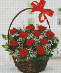 Basket Of Red Roses Diamond Painting