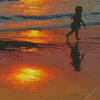 Boy Running On Beach Diamond Painting