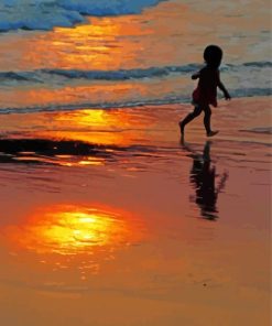 Boy Running On Beach Diamond Painting