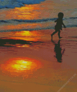 Boy Running On Beach Diamond Painting