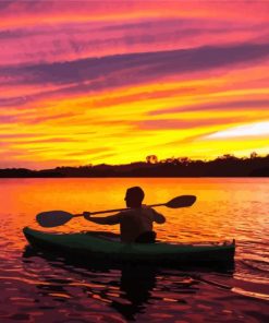 Canoeing At Sunset Diamond Painting