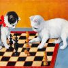 Cats Playing Chess Diamond Painting