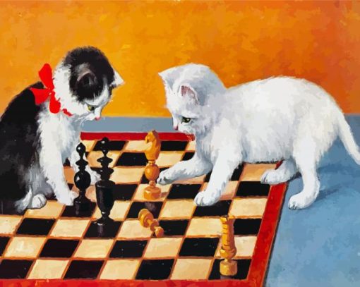 Cats Playing Chess Diamond Painting