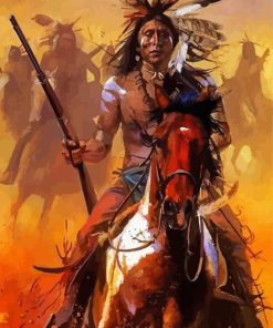 Cherokee Indian On Horse Diamond Painting