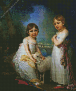 Children With A Lamb Diamond Painting