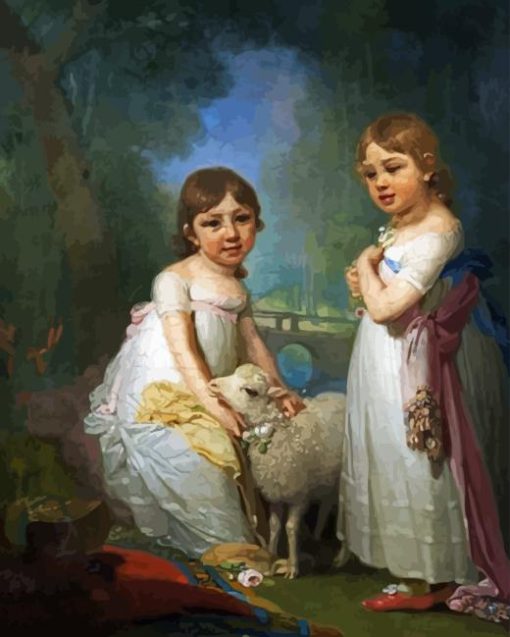 Children With A Lamb Diamond Painting