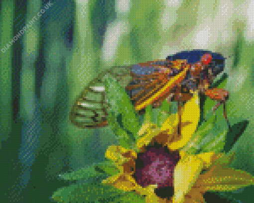 Cicadas On Flower Diamond Painting