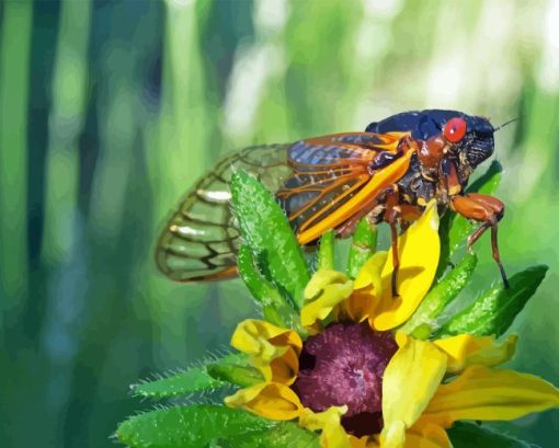 Cicadas On Flower Diamond Painting