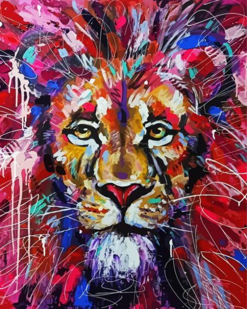 Colorful Abstract Lion Diamond Painting