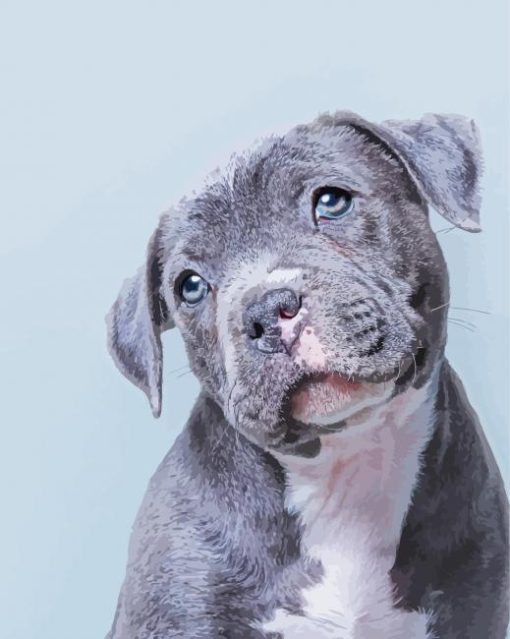 Cute Blue Staffy Diamond Painting